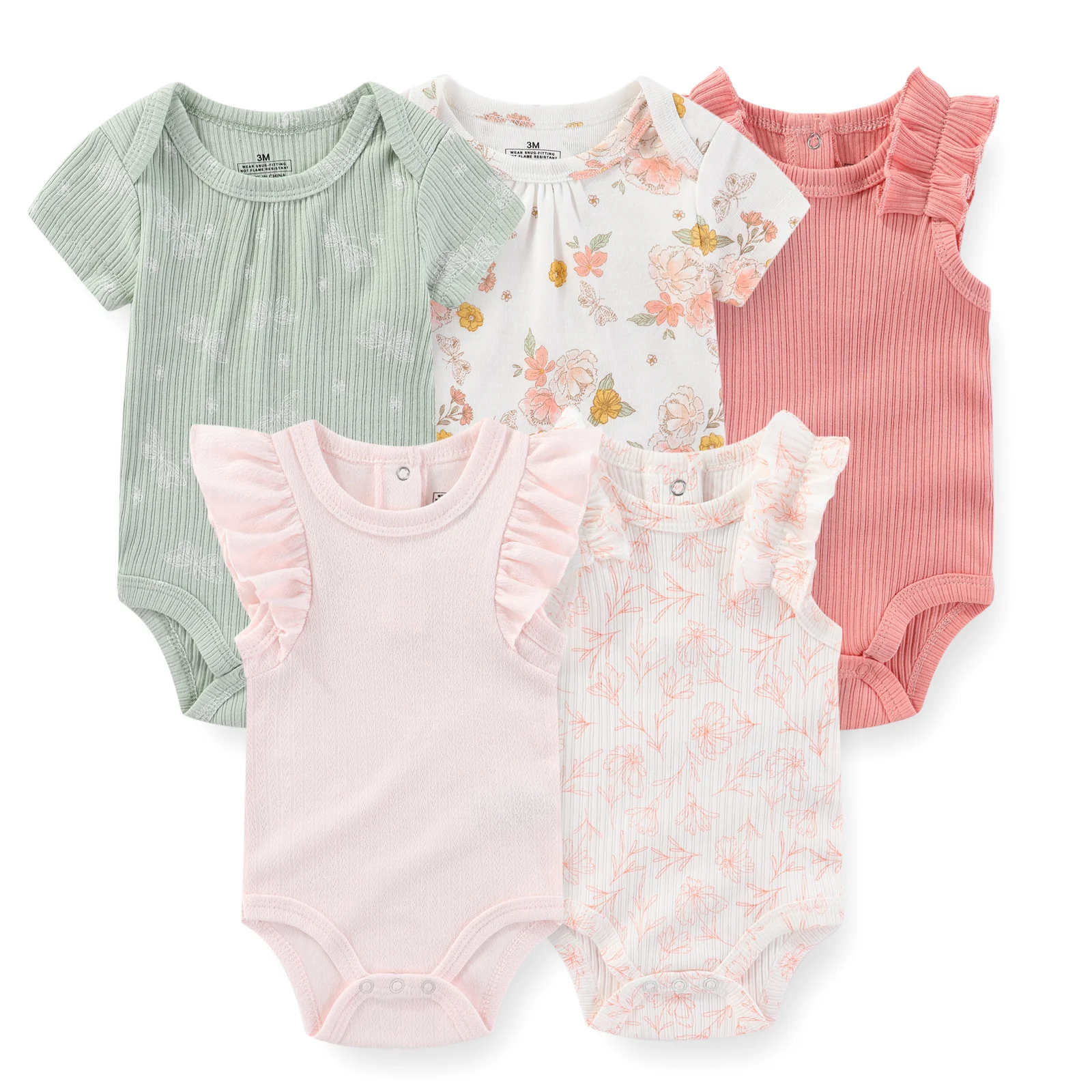 Combinaisons bébé fille lot de 5 douces et mignonnes manches courtes motifs animés 012 mois tenues quotidienne