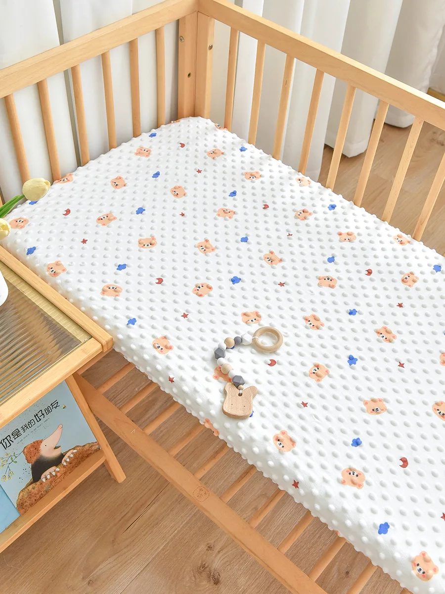 Draps de berceau ajustés respirants 130x70CM, housse de matelas pour bébé, ensemble de literie en tissu sensor
