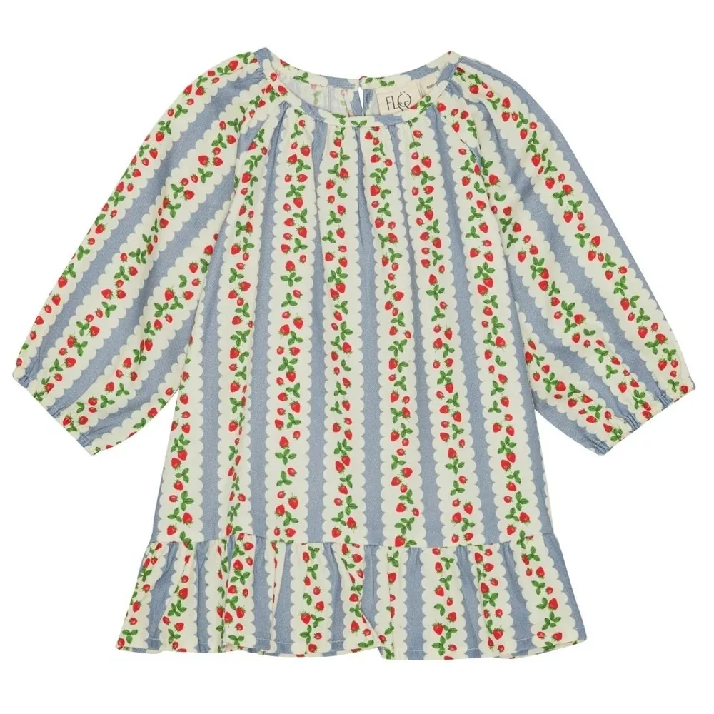 Robe princesse filles FLO floral rayures manches longues coton printemps automne style rétro confort bébé fill
