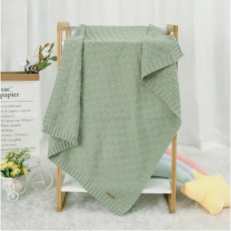 Couverture de bébé tricotée douce emmaillotage réception couvertures de bébé pour berceau poussette rose nu 40