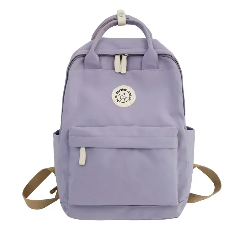 Sac à dos mode femmes adolescents violet pastel portable double fermeture zippée sangles ajustables style mini