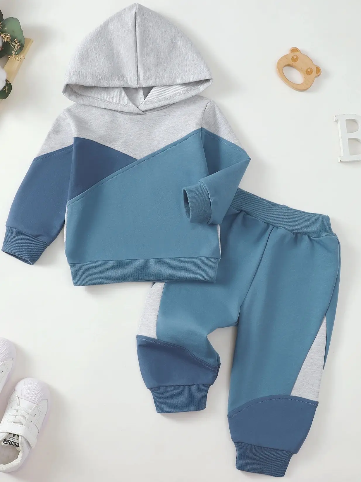 Ensemble bébé garçon sweatshirt à capuche et pantalon vêtements coton polyester printempsautomne style moderne