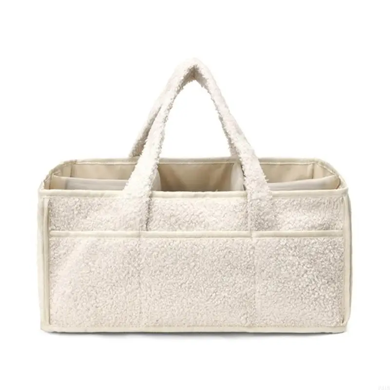 Sac à langer en tissu doux pour bébé rangement pratique style moderne couleurs neutres texture pelucheuse desi