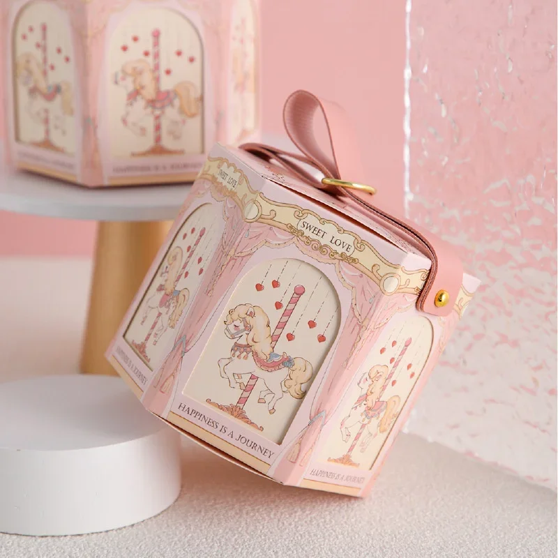 Boîte Cadeau Décorative pour Bébé Fête Mariage 10 Pièces Rose et Doré