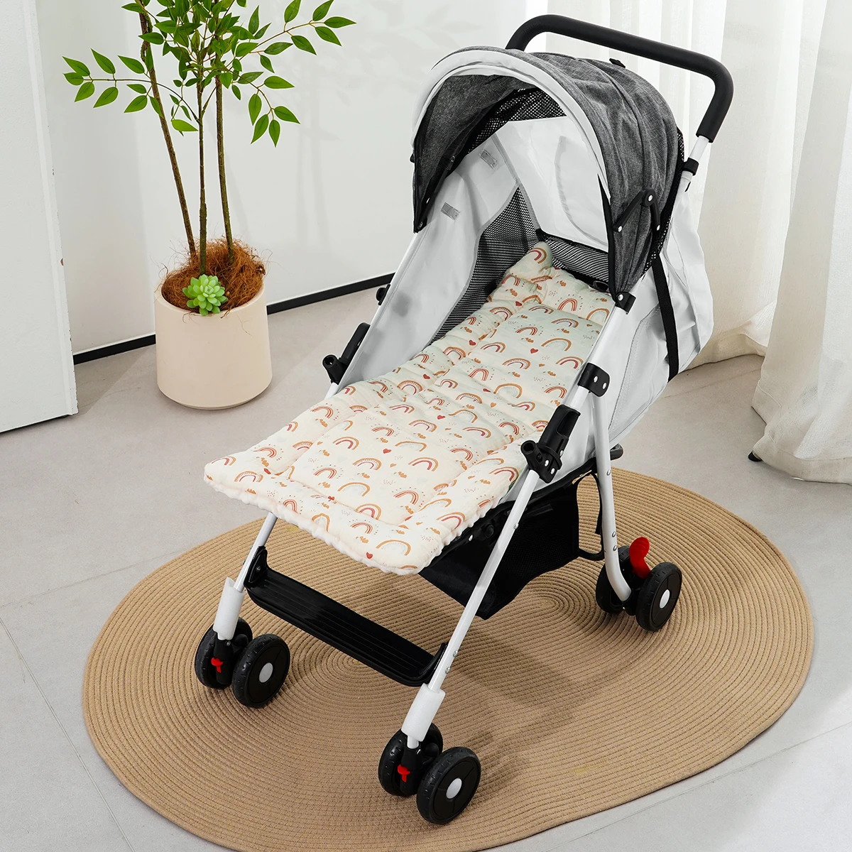 Poussette compacte bébé design moderne tissu polyester doux matelas imprimé coloré cadre métal léger poussette