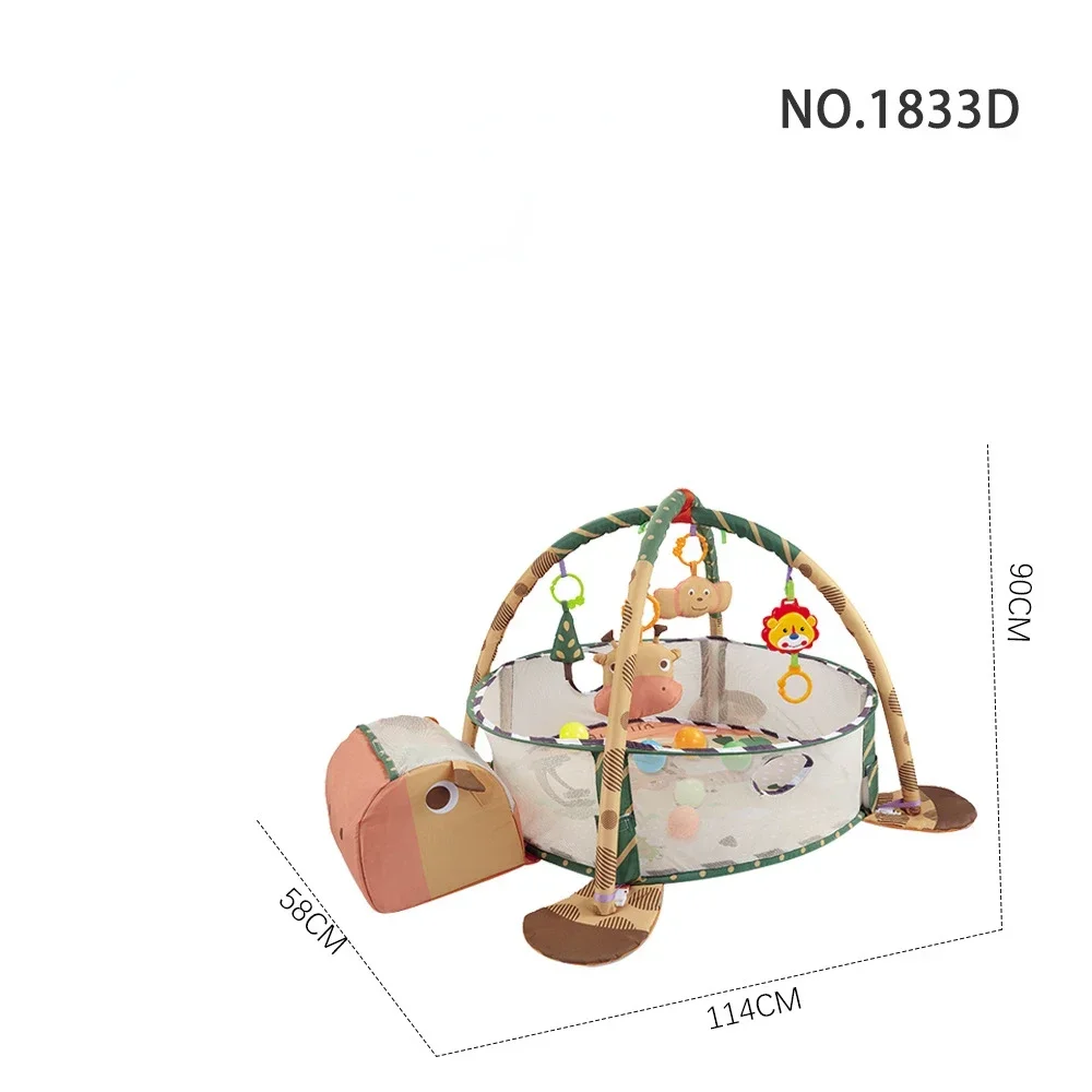 Tapis de jeu bébé en tissu doux jouets suspendus arches flexibles rangement intégré couleurs pastel développem