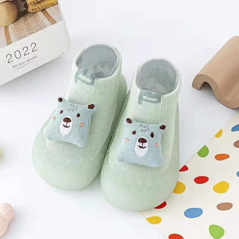 Chaussons bébé intérieur semelle souple coordonnants style ours en