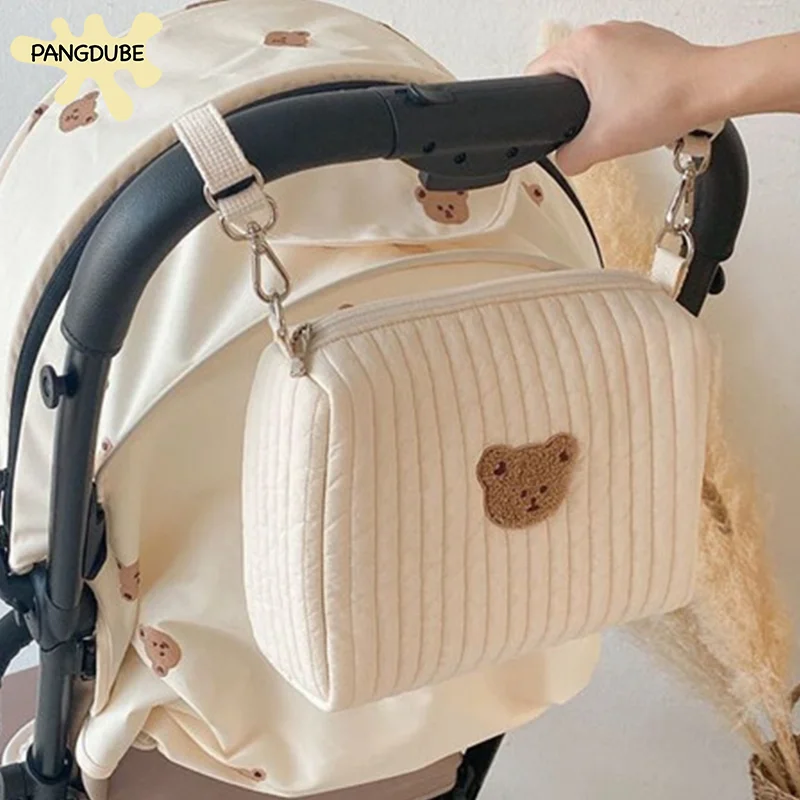 Sac Poussette Bébé Doux Matelassé Ours Coton Confortable Étanche Accessoire Maman