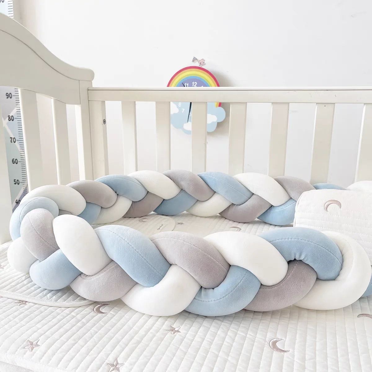 Protecteur de berceau bébé 1 à 4 mois parechocs lit coussin oreiller tressé décoration chambre bébé accessoire