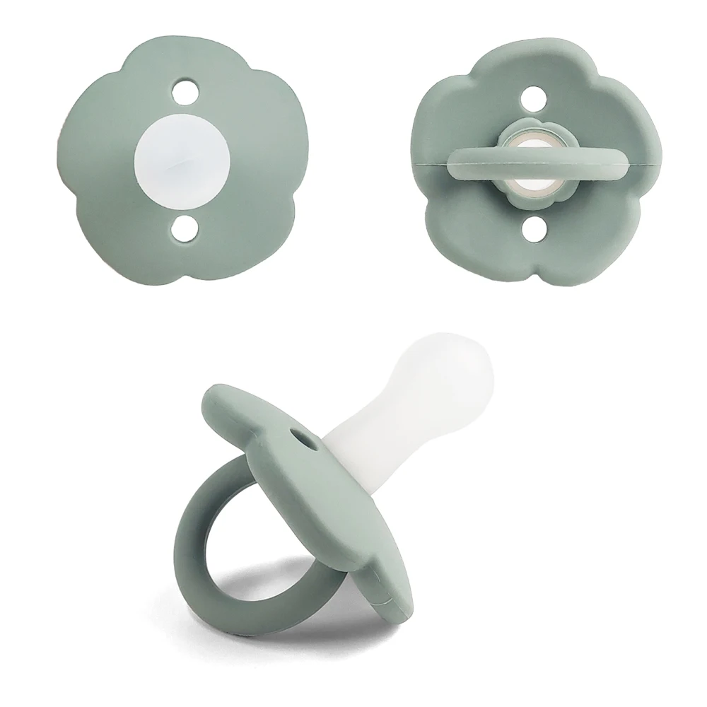 Sucette antiflatulence douce bébé 06 mois imitation lait maternel design floral vert pâle Silva gel certifié C