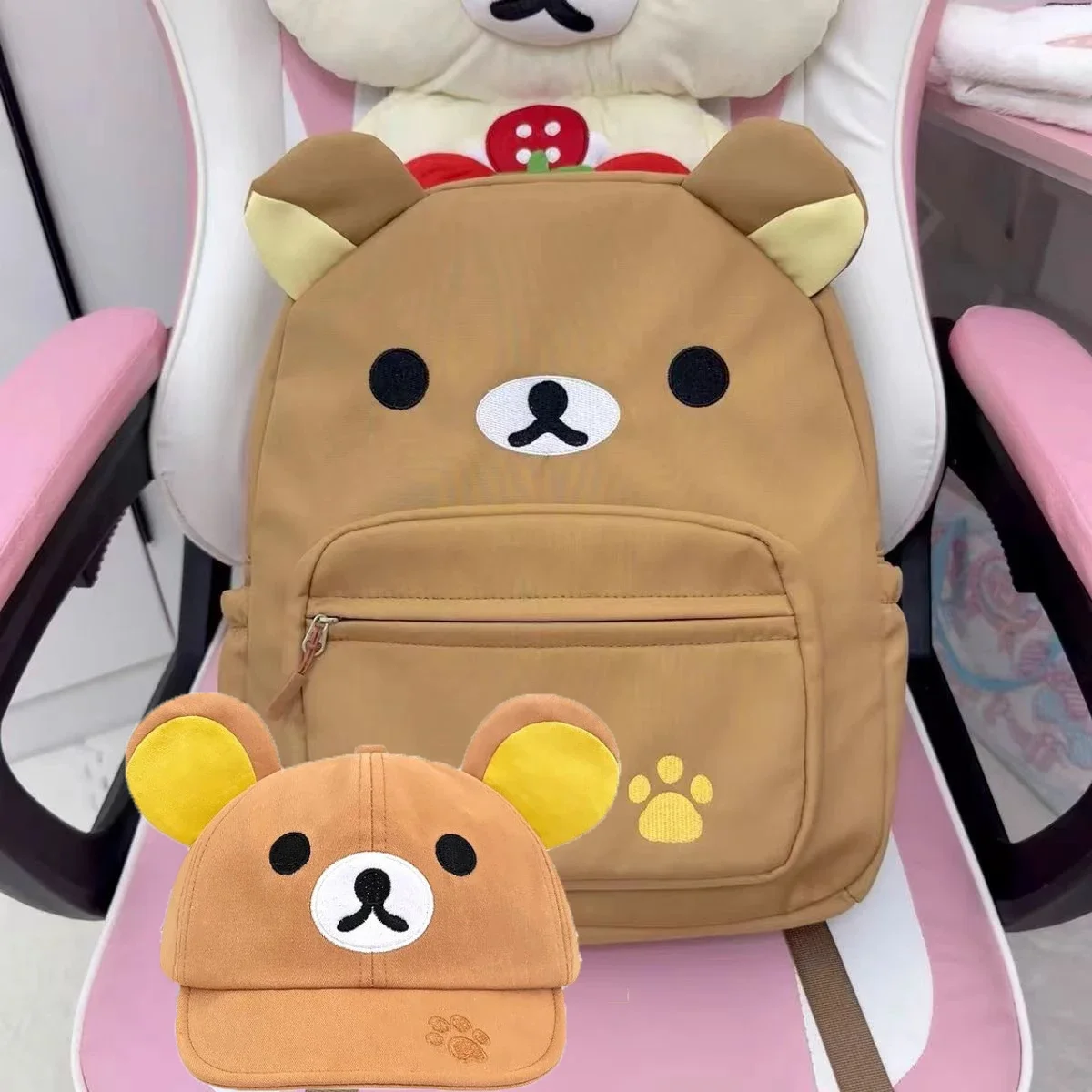 Sac à dos et casquette Rilakkuma pour enfants école et sorties matériaux doux design mignon et ludique grande 