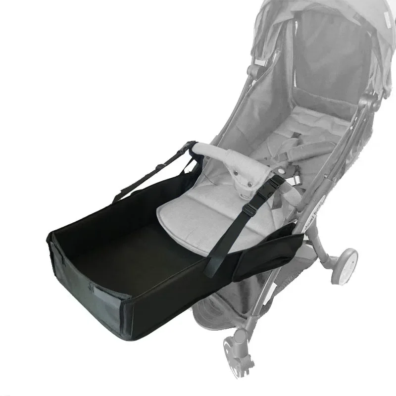 Reposepieds universel pour poussette plateau de rangement en tissu noir fixation facile avec sangles ajustable