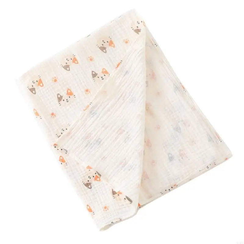 Couverture bébé en mousseline coton imprimée chats douce et respirante 26x33 cm idéale pour poussette et porta
