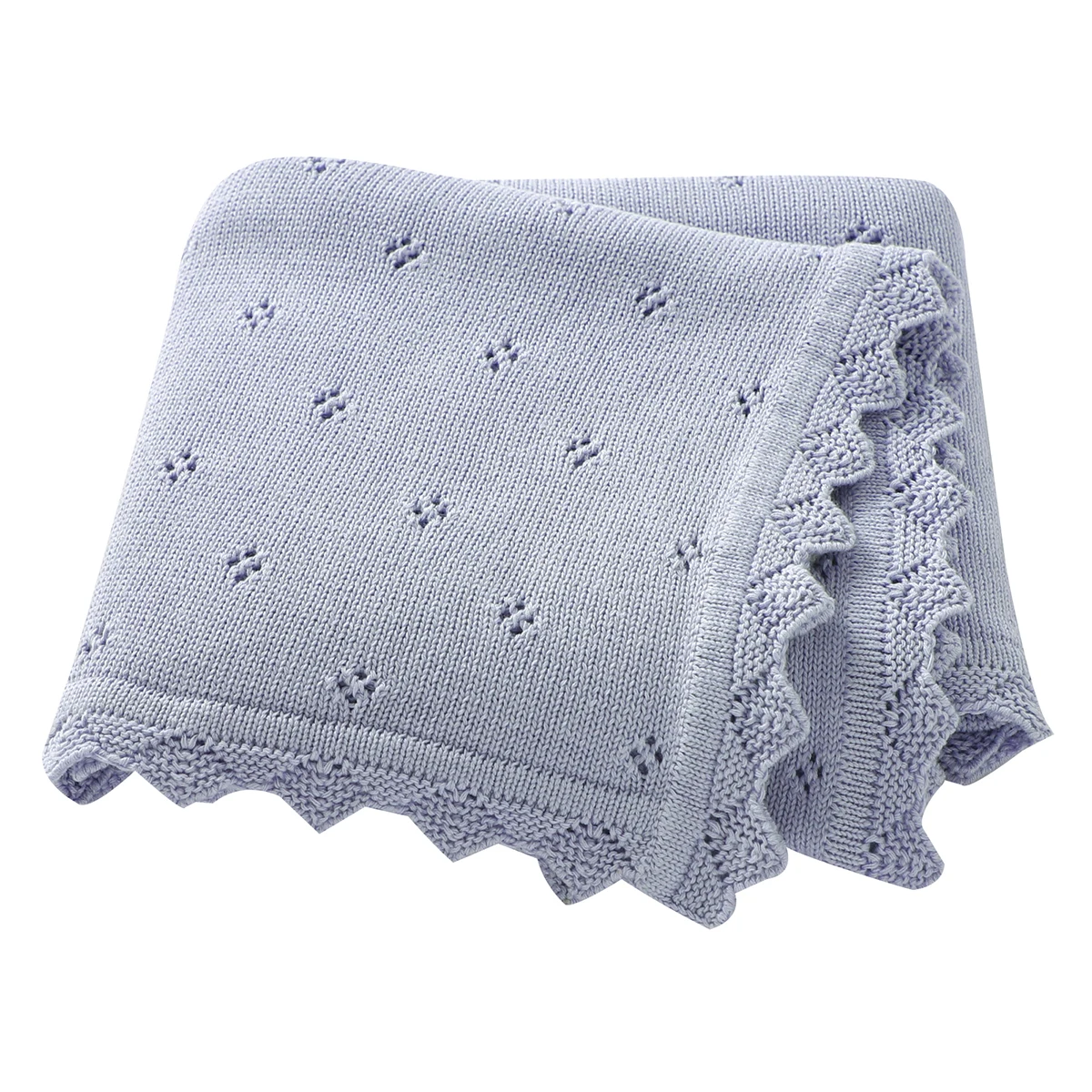 Couverture bébé nouveauné 100x80cm couverture d'emmaillotage tricotée en coton doux motifs relief couleur bleu