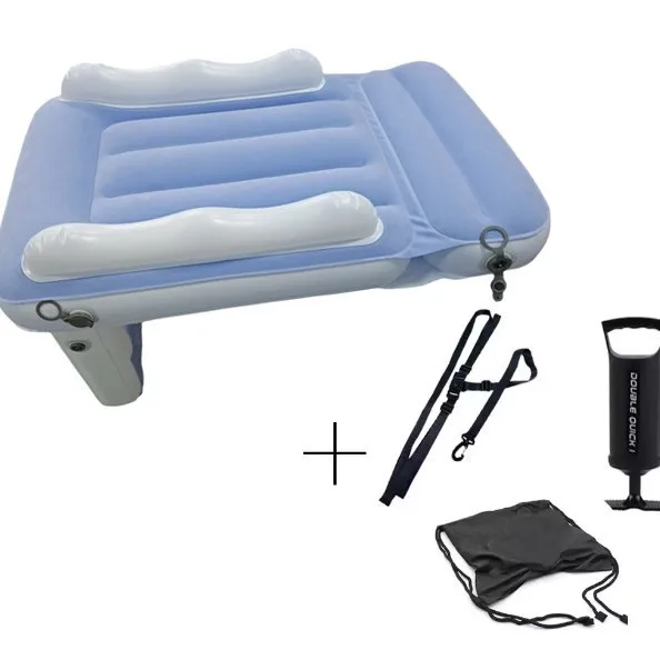 Matelas gonflable pliable en PVC usage outdoor plage piscine couleur bleu clair poignées intégrées valve rapid