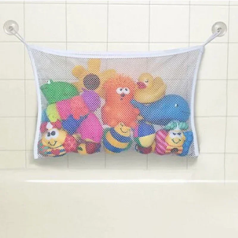 Organisateur de jouets de bain avec ventouses filet en mesh blanc 35x45cm rangement écoénergique pour bébés et