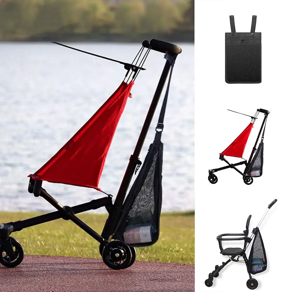 Filet poussette maille bébé organizer buggy poche grande capacité couleur unie noir tissu polyester nylon desi