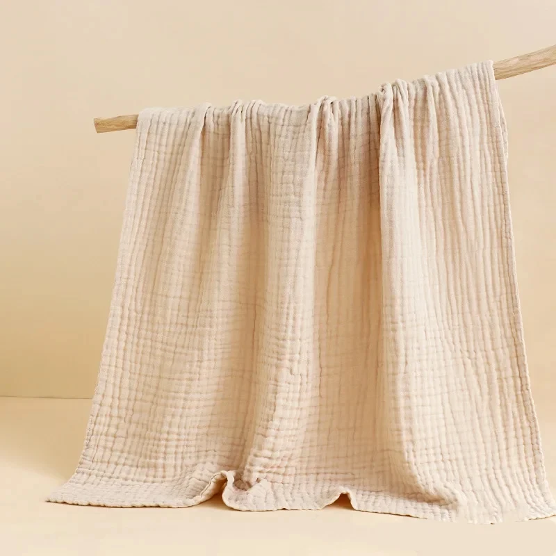 Serviette de bain bébé en coton muslin lange d'emmaillotage couverture gaufrée 105x105cm douce et respirante p