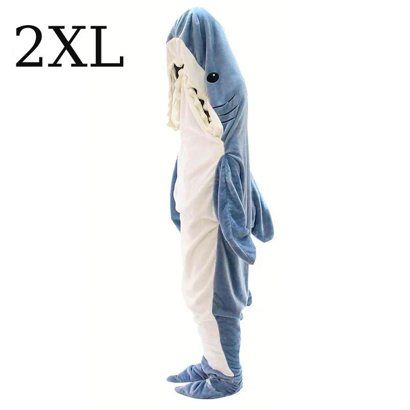 Couverture à capuche bleue pour adultes sac de couchage requin doux vêtements de détente une pièce vêtements d