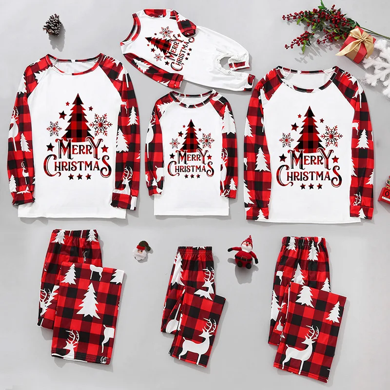Ensemble pyjama Noel famille père mère enfant 2 pièces assortis coton