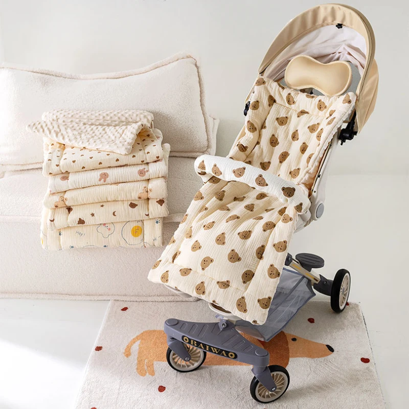 Coussin de poussette en coton 40x80cm bébé lavable en machine double face confortable et sécuritaire pour sièg