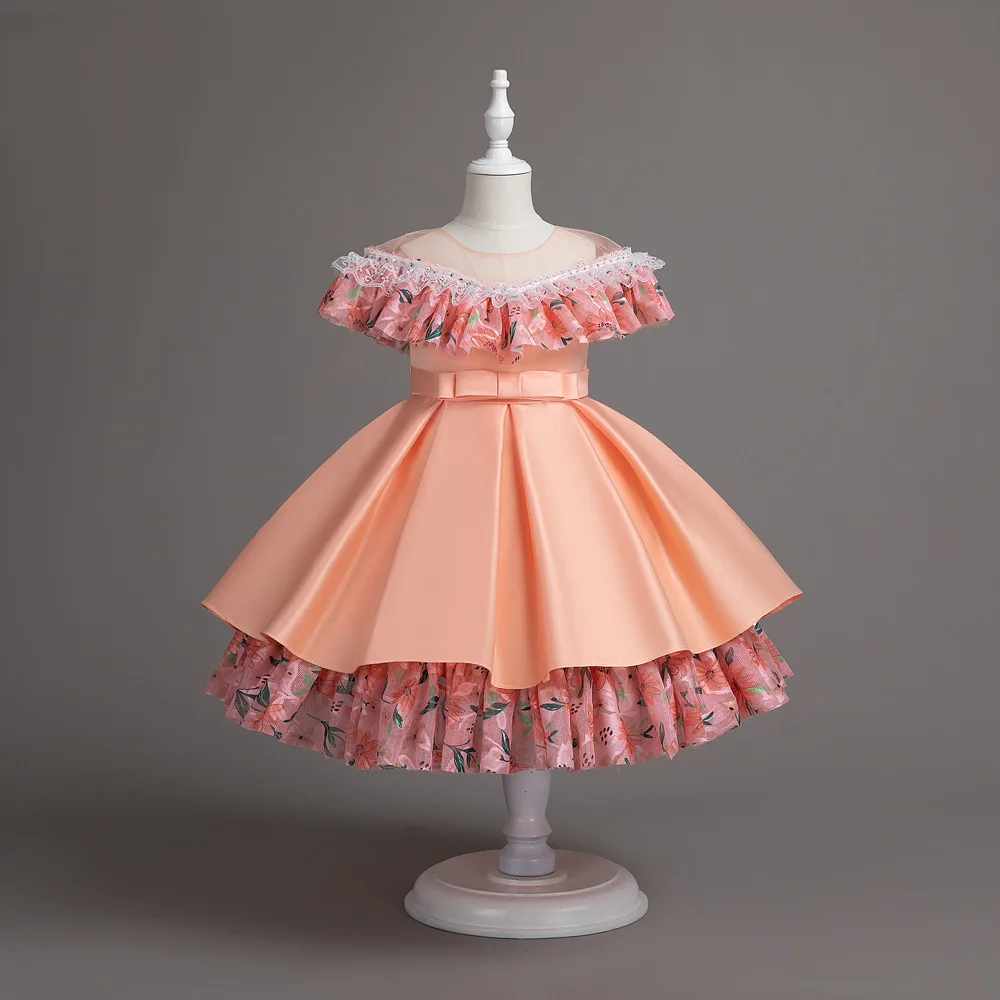 Robe de soirée élégante pour filles tenue de princesse en dentelle brodée de fleurs mariage anniversaire fête