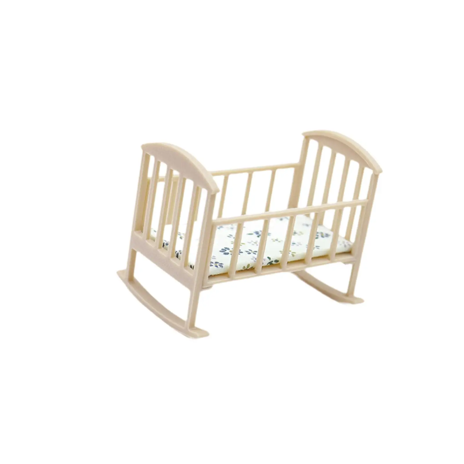 Berceau miniature pour poupée lit bébé 1/12 scale design classique matelas floral accessoire de maison de poup