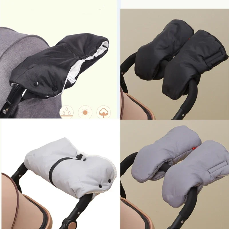 Gants poussette hiver fourrure polaire main chaudes étanches attaches sûres confortables style moderne