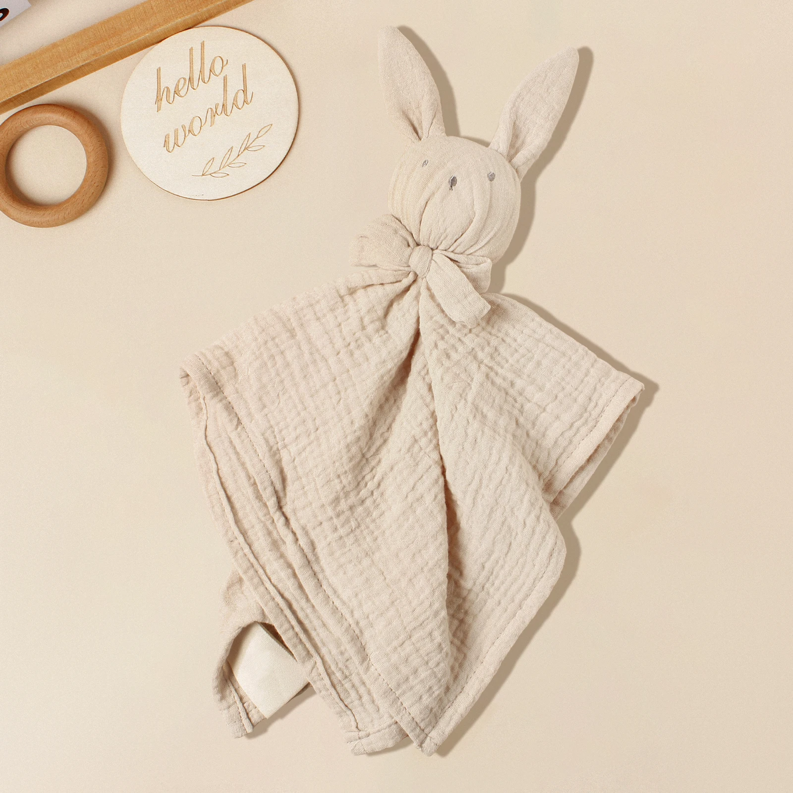 Doudou bébé en mousseline de coton lapin peluche peluchon doux pour enfant compagnon de confort et de jeu desi