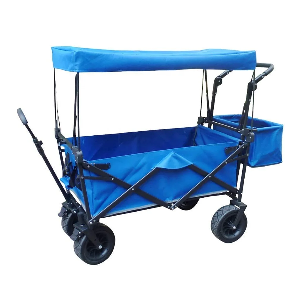 Poussette pliable camping extérieur wagon bébé polyester tissu résistant alliage métal design moderne usage fa