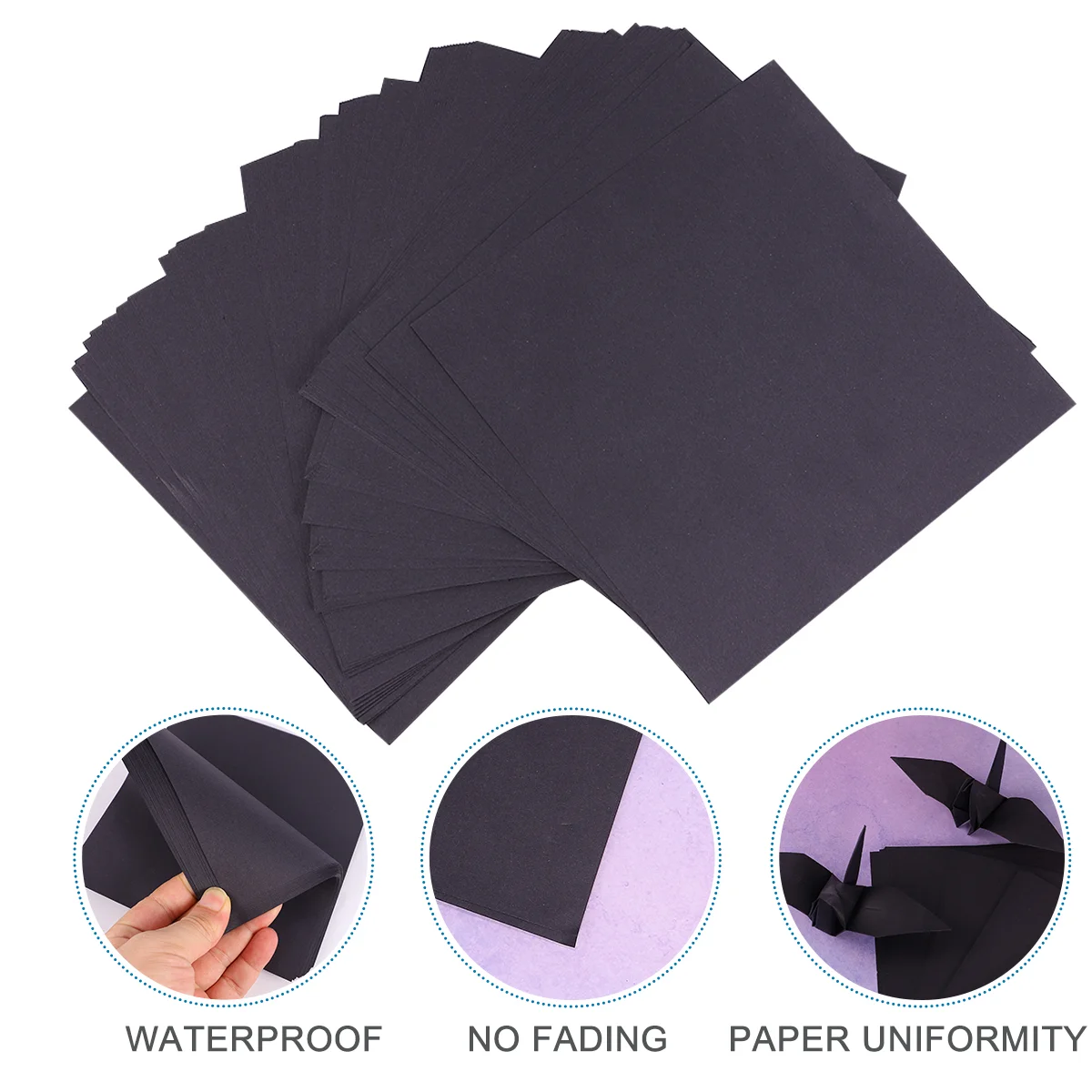 Feuilles de papier Origami noir double face 100 pièces artisanat enfant bricolage durable imperméable et résis