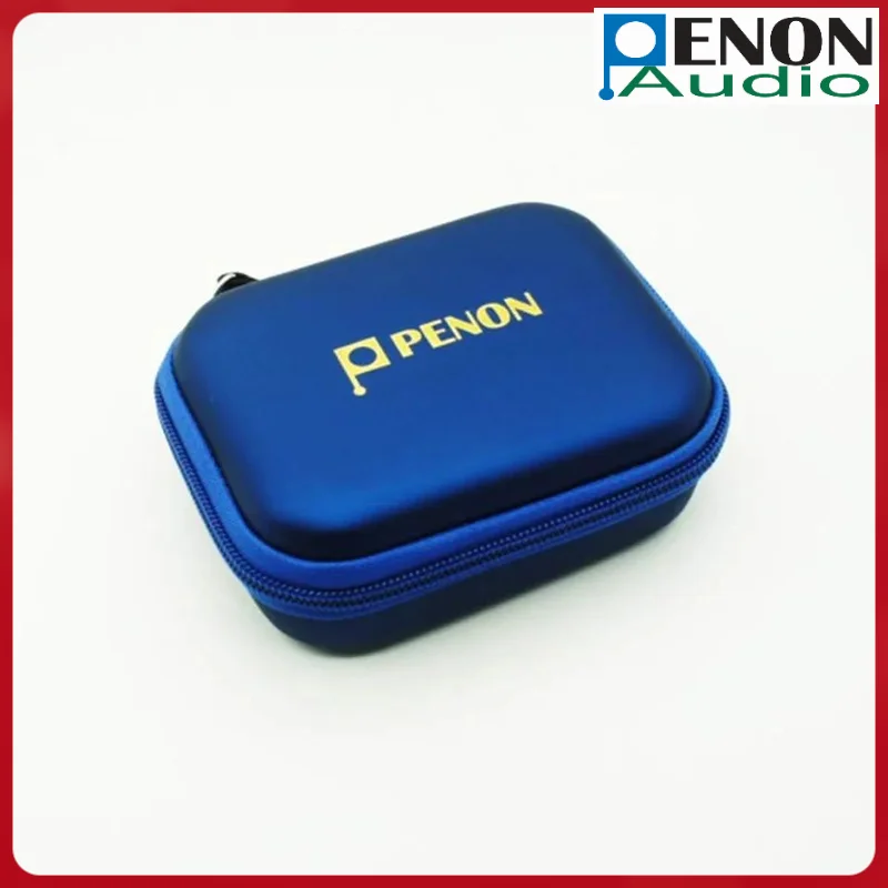 Boîte rangement audio portable PENON étui métal PU fermeture éclair protection accessoires design moderne bleu