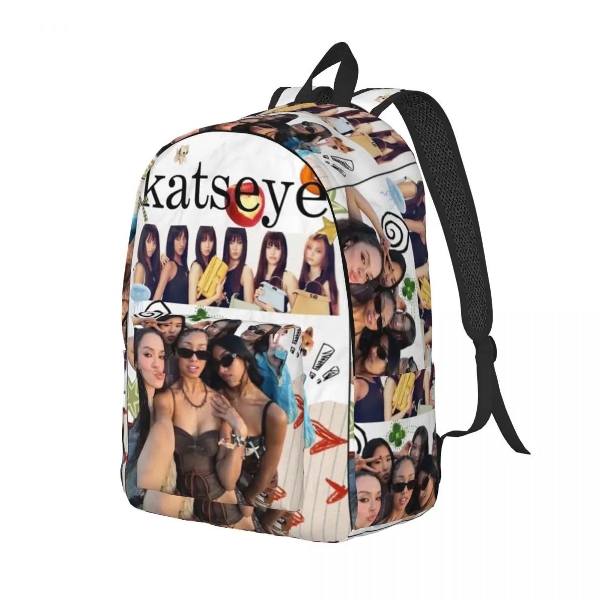 Sac à dos Katseye Kpop idole design graphique coloré école primaire voyage garçon fille 17 litres polyester du