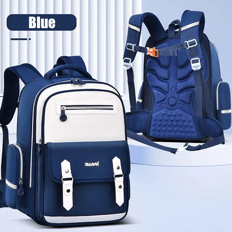 Sac à dos ergonomique bleu en nylon grande capacité pour enfant