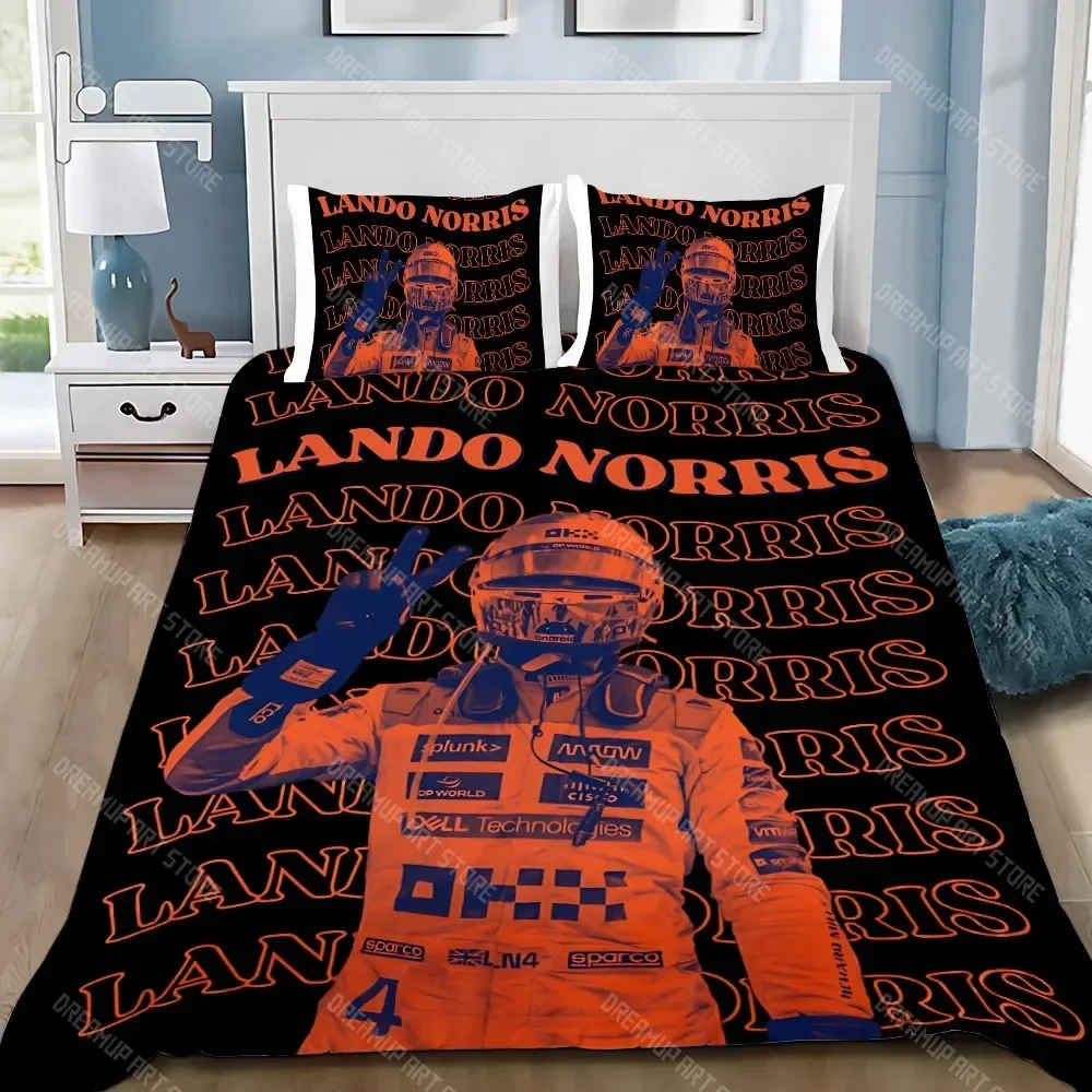 Ensemble literie F1 Lando Norris housse de couette et taies d'oreiller décoration chambre enfant ado garçon fi