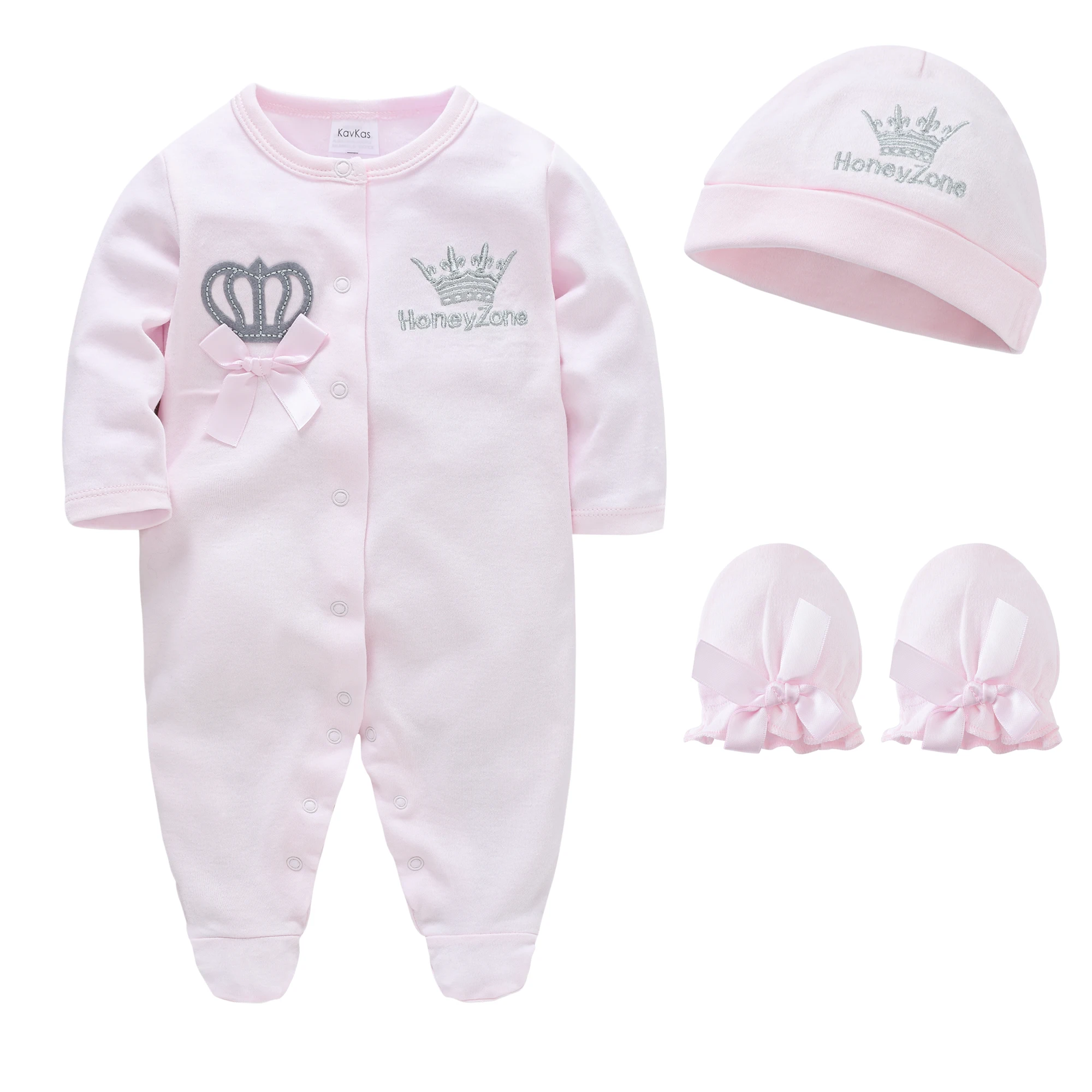 Ensemble vêtements bébé fille 09 mois combinaison bonnet moufles 100% coton doux style élégant Honey Zone pyja