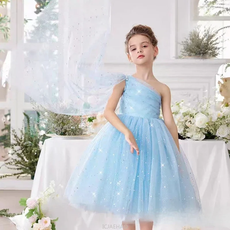 Robe de princesse pour filles style japonaiscoréen Galaxy paillettes longueur genou manches courtes occasions 