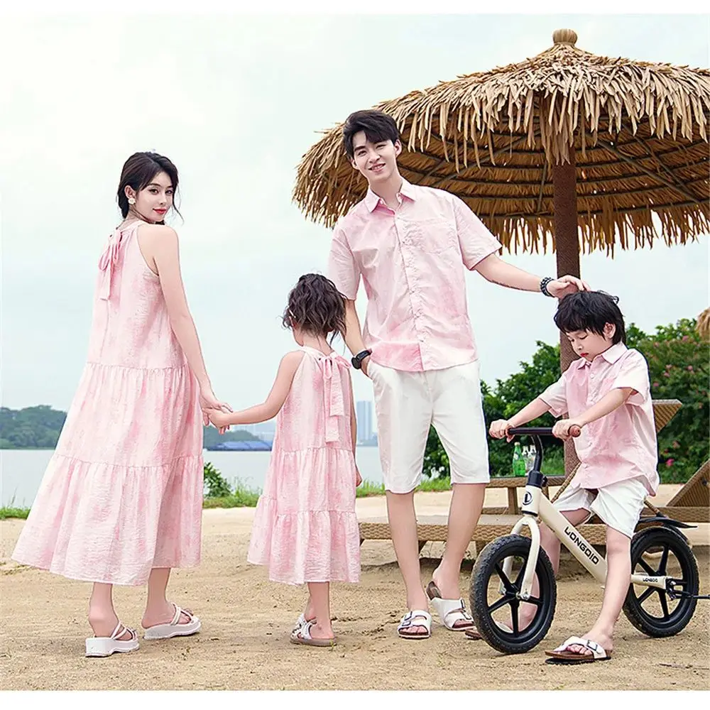 Famille correspondant tenues femmes filles robe sans manches famille de mère fille correspondant ensemble père