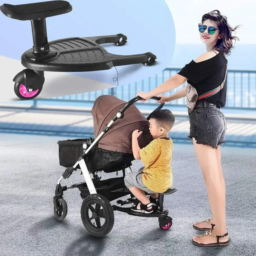 Adaptateur de pédale de poussette double pour enfants plaque debout autostop sécurité confort jumeaux usage