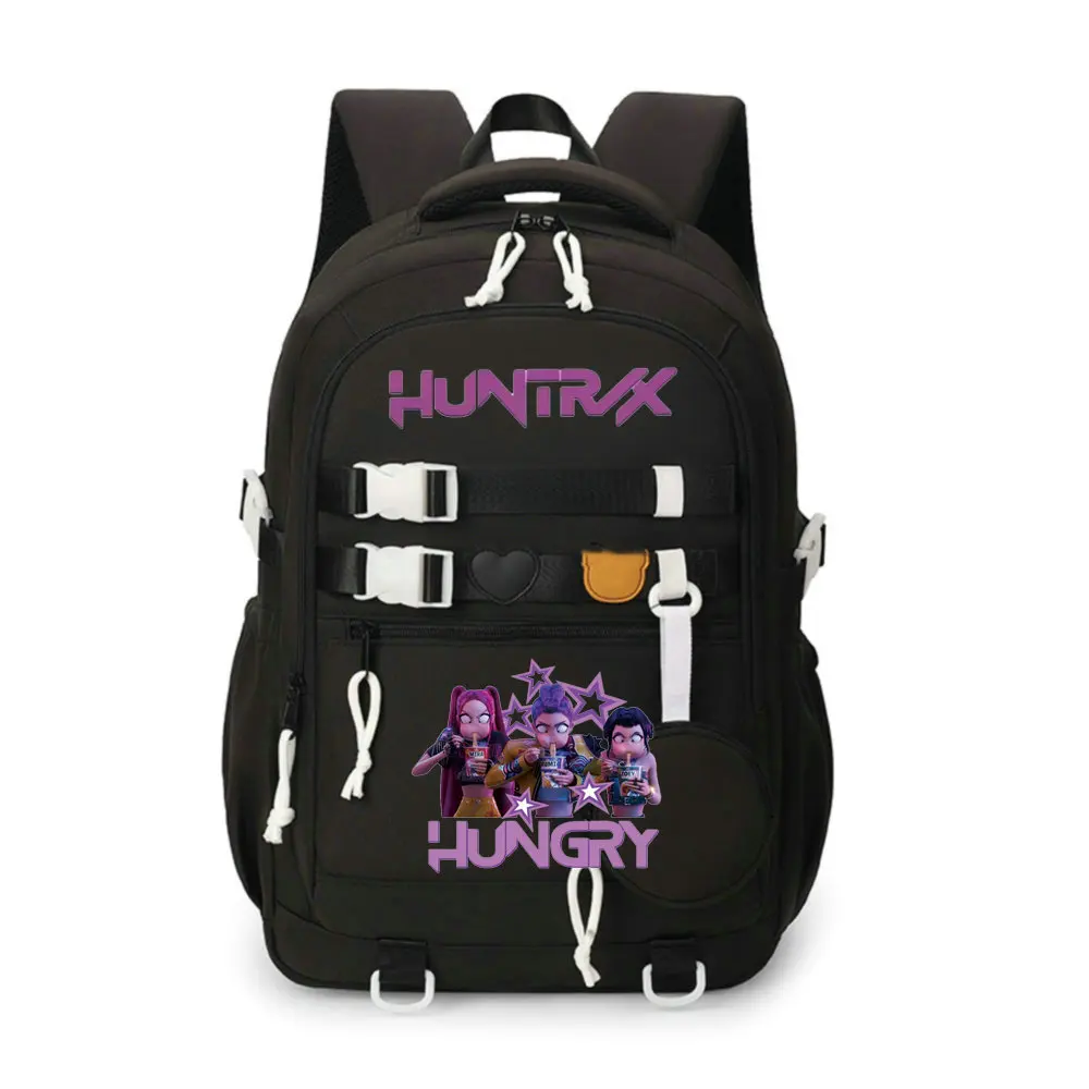 Sac à dos école adolescents jeunes adultes style moderne tendance HUNTRAX logo violet HUNGRY design graphique 