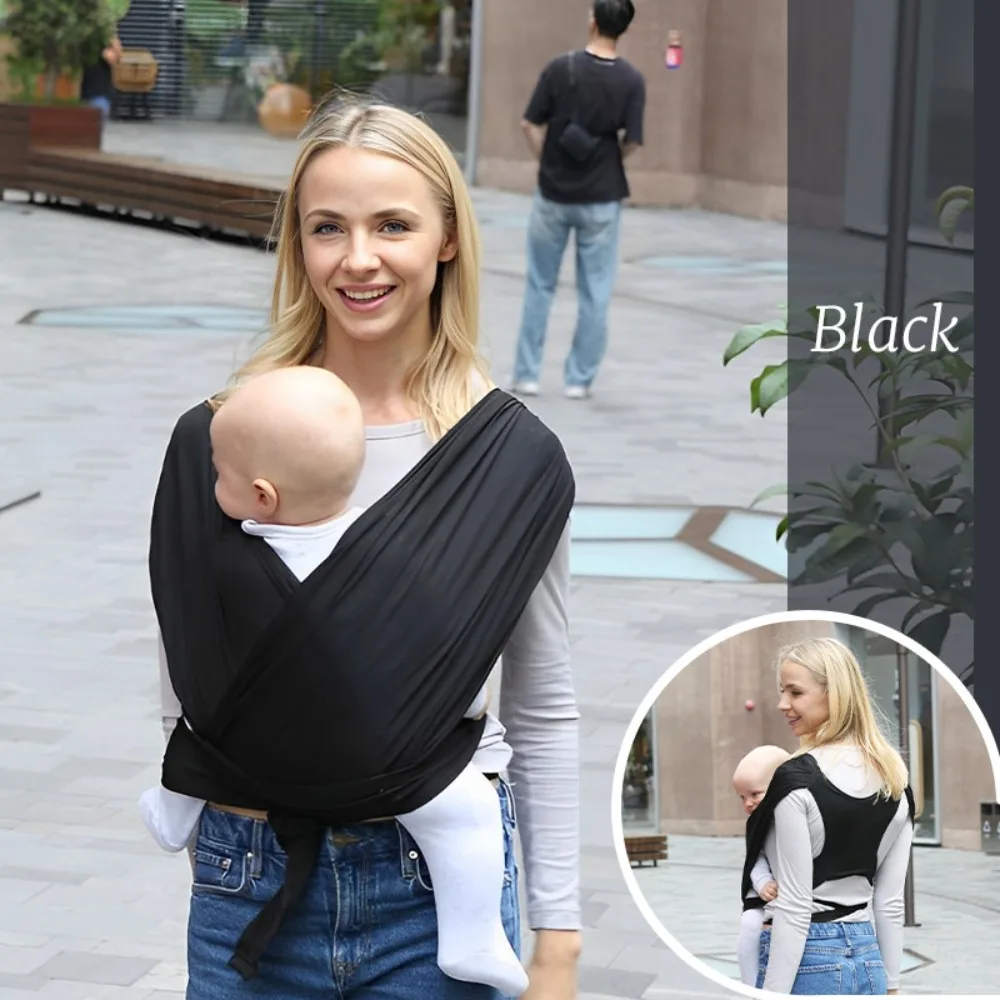 Portebébé écharpe de portage confortable maintien avant sécurité réglable pour nouveauné 036 mois Noir