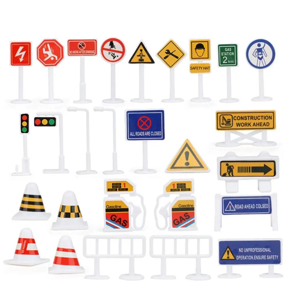 Tapis de jeu voiture bébé éducatif panneaux signalisation jouets 28 pièces pour enfant apprentissage sécurité 