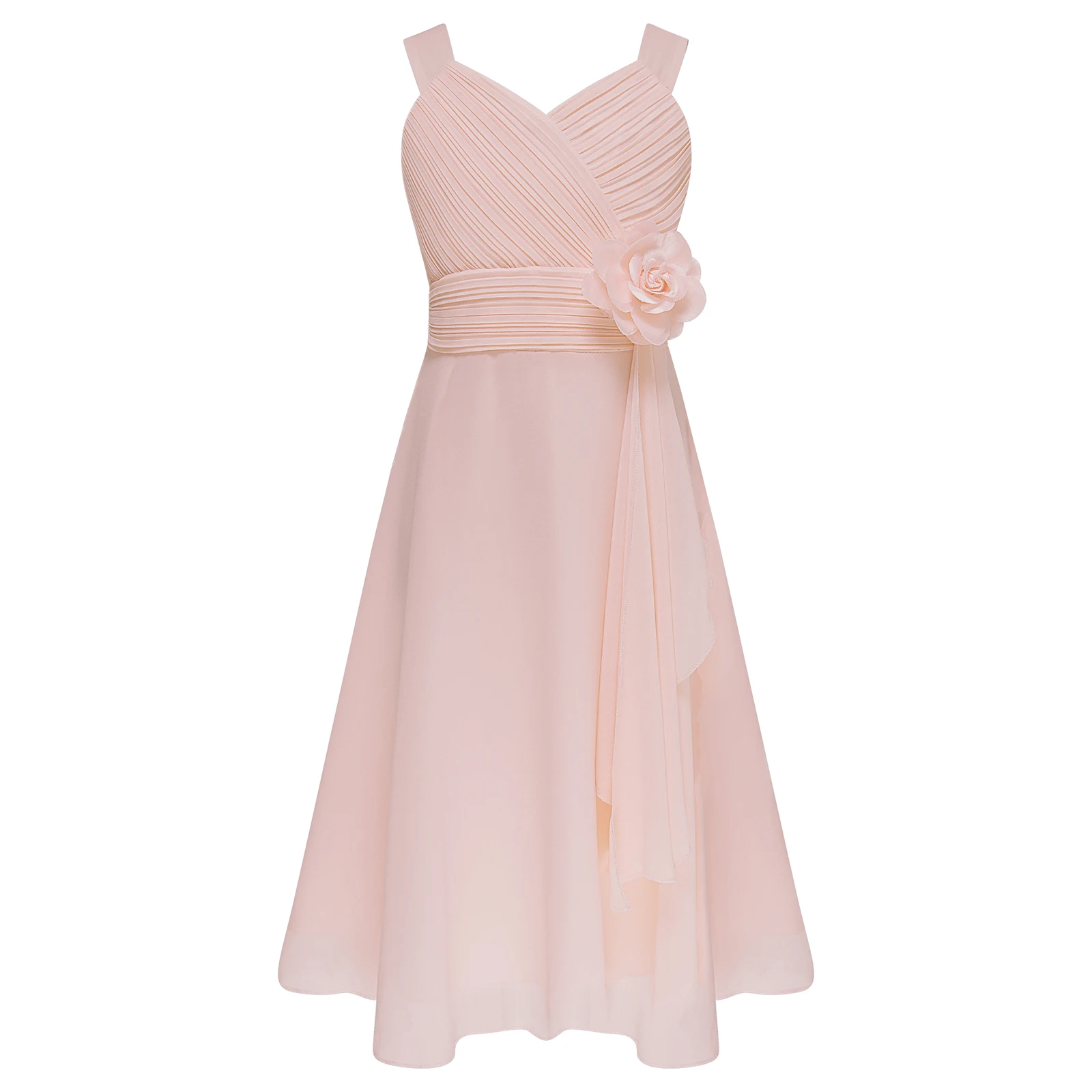 Robe de Soirée Élégante pour Adolescentes Tenue de Princesse en Mousseline Corsage Froncé pour Bal Mariage Ann