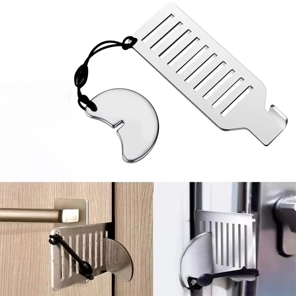 Bloqueur de porte antivol en acier inoxydable portable sécurité domicile hotel cordon noir design moderne comp