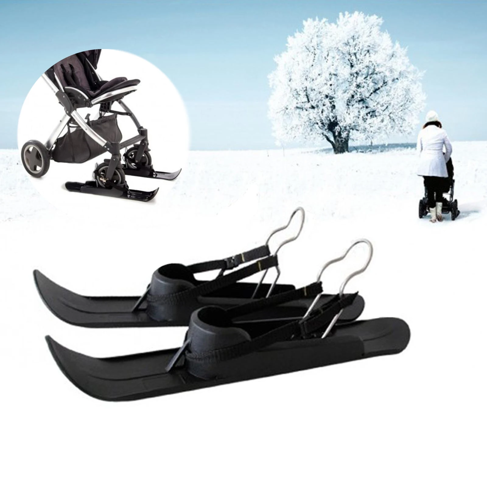 Planche de traîneau de neige pour poussette accessoire universel extérieur skis en plastique PP fixations sécu