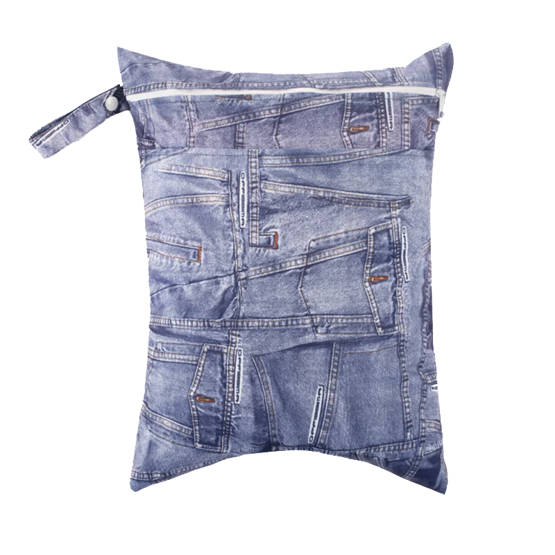 BIAI Sacs Étanches Denim pour Poussette Sac de Rangement Waterproof Style Ludique 30x40cm Multifonctionnel pou