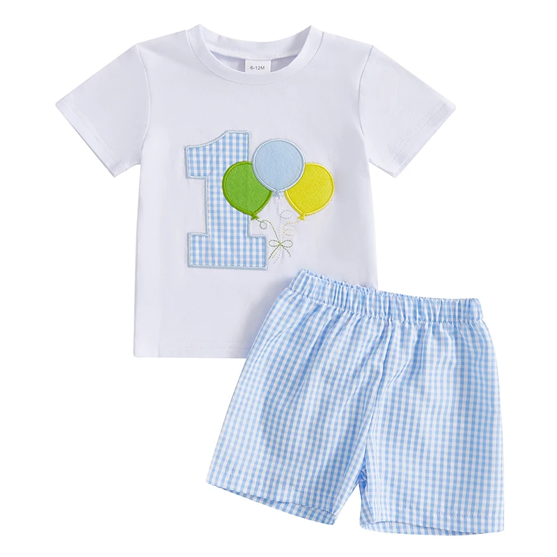 Tenue d'anniversaire 1er anniversaire bébé garçon Tshirt et short Motif ballons Coton Confort Qualité Occasion