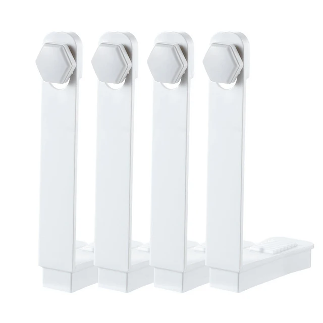 Ensemble de supports vêtements suspendus 4 pièces pince ABS design moderne mécanisme hexagonal base plate blan