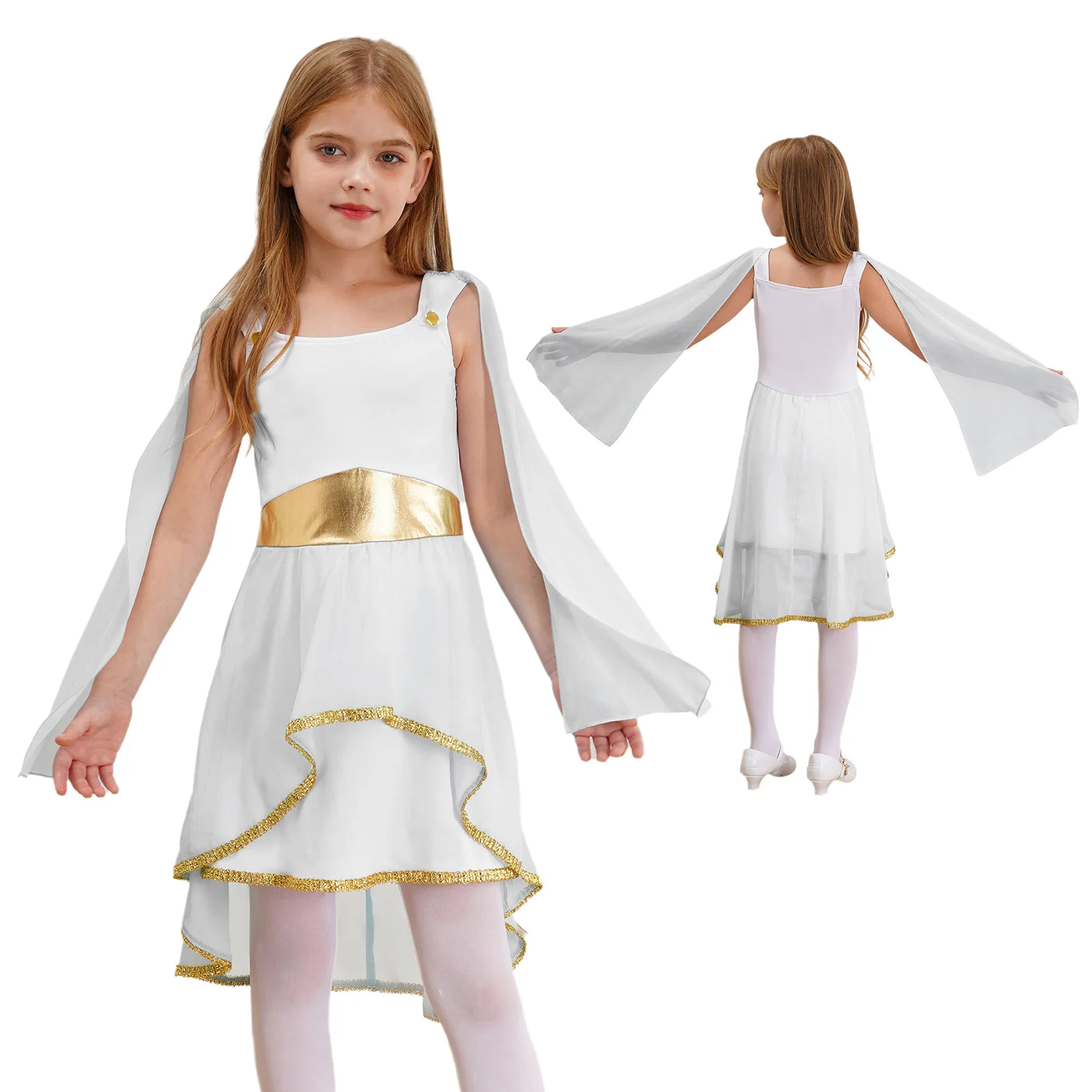 Robe de Princesse Style GrécoRomain pour Enfant Costume Fête Spectacle Halloween Cosplay Enfant Filles