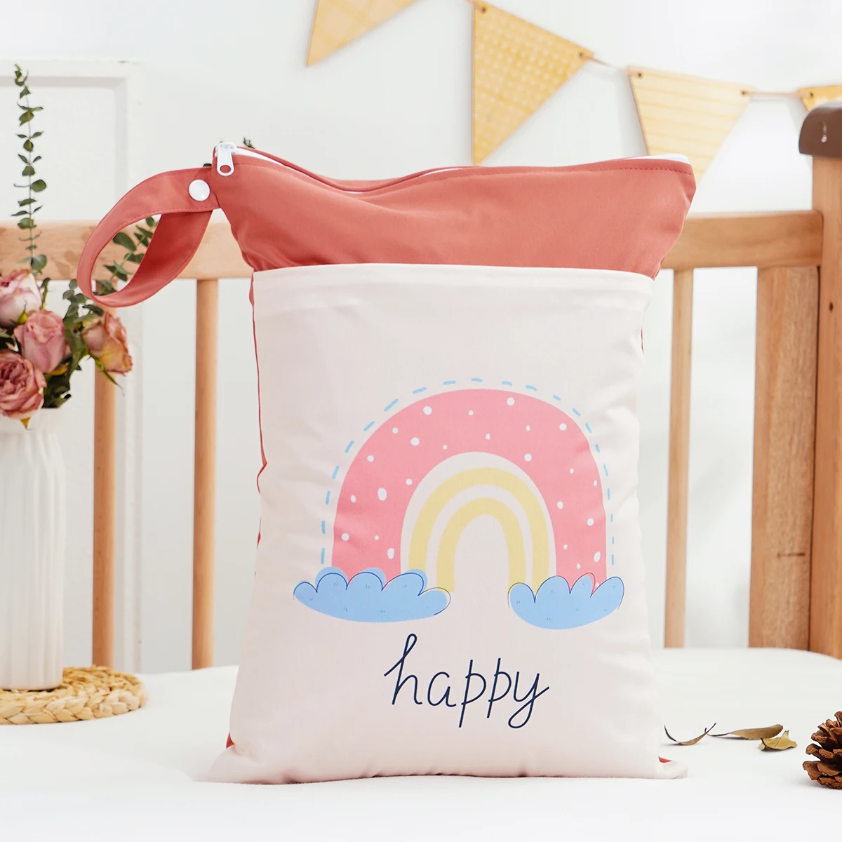 Sac à langer enfant imperméable réutilisable grande capacité sac de rangement pour couches vêtements poignée l